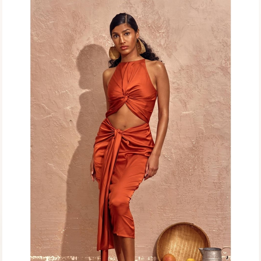 Andrea Iyamah Reni Dress – Rust Orange (XL / Size 12, NWOT)